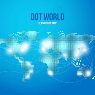 白色连接线蓝色世界地图背景