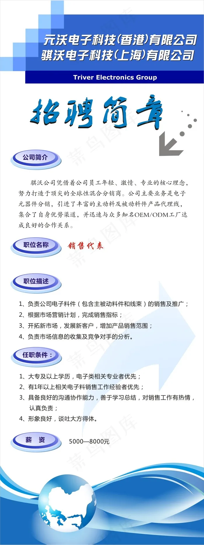 电子厂招聘海报展架cdr矢量模版下载