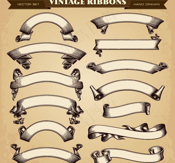 复古丝带横幅图片