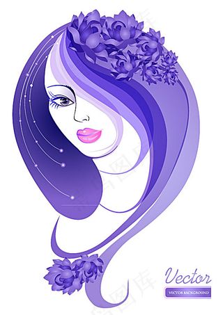 矢量手绘美女设计素材