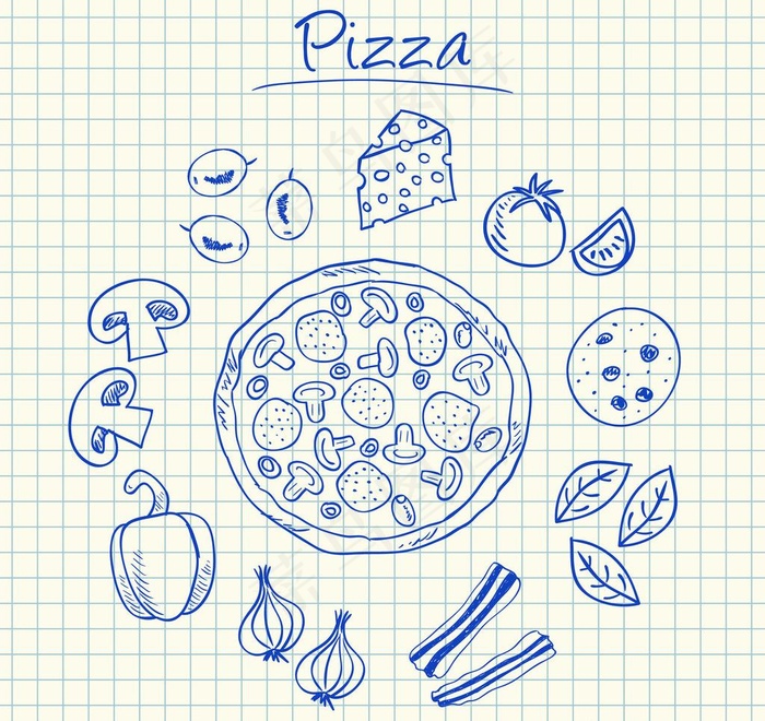 手绘比萨饼图片