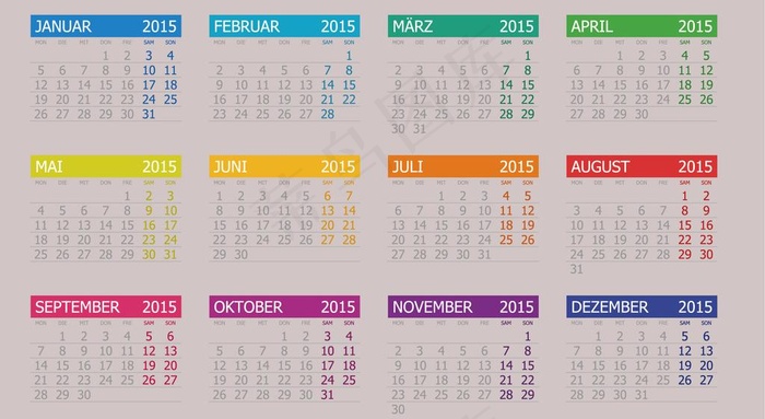 2015年日历ai矢量模版下载