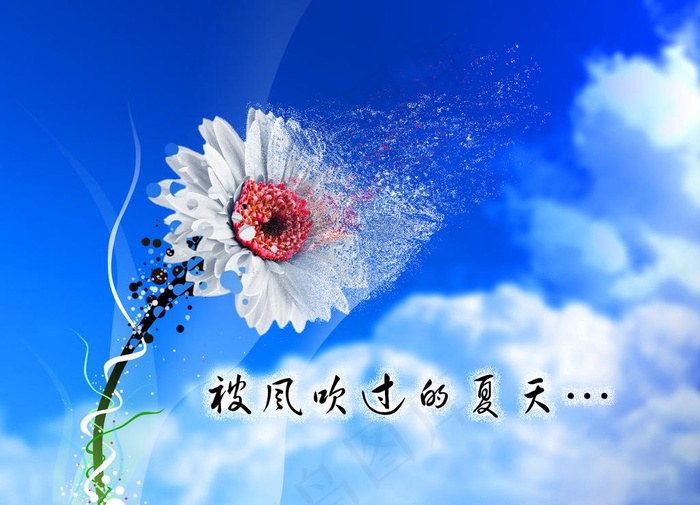 被风吹过的夏天图片psd模版下载