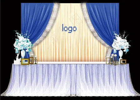 蓝色清新婚礼签到处