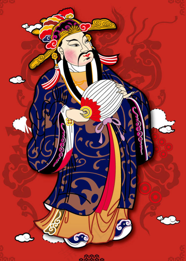 新春财神爷矢量素材ai矢量模版下载