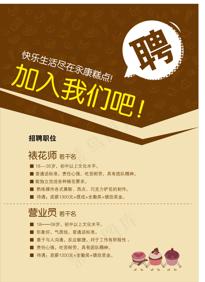 咖啡厅招聘广告ai矢量模版下载