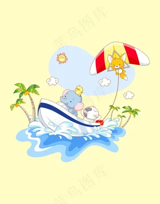 卡通动物场景画