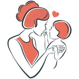 手绘亲子线条人物元素