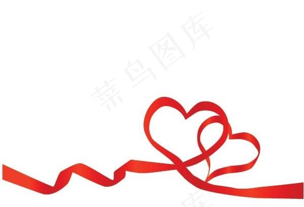 3情人节心型缎带EPS材料eps,ai矢量模版下载
