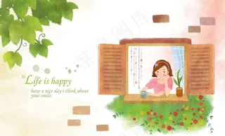 窗边的美女图片