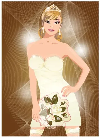新娘婚纱照插画矢量素材