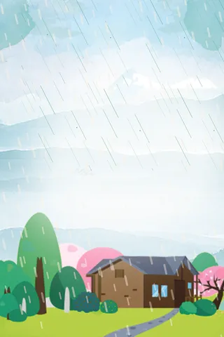 手绘传统24节气谷雨插秧海报背景