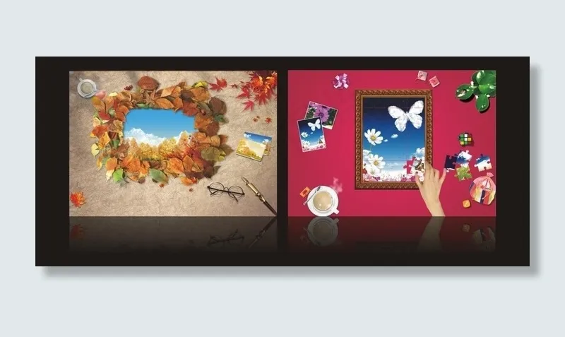 蓝天绿地 相片相框图片cdr矢量模版下载