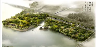 湖畔树木自然风光效果