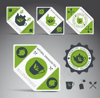 茶叶主题标签矢量素材