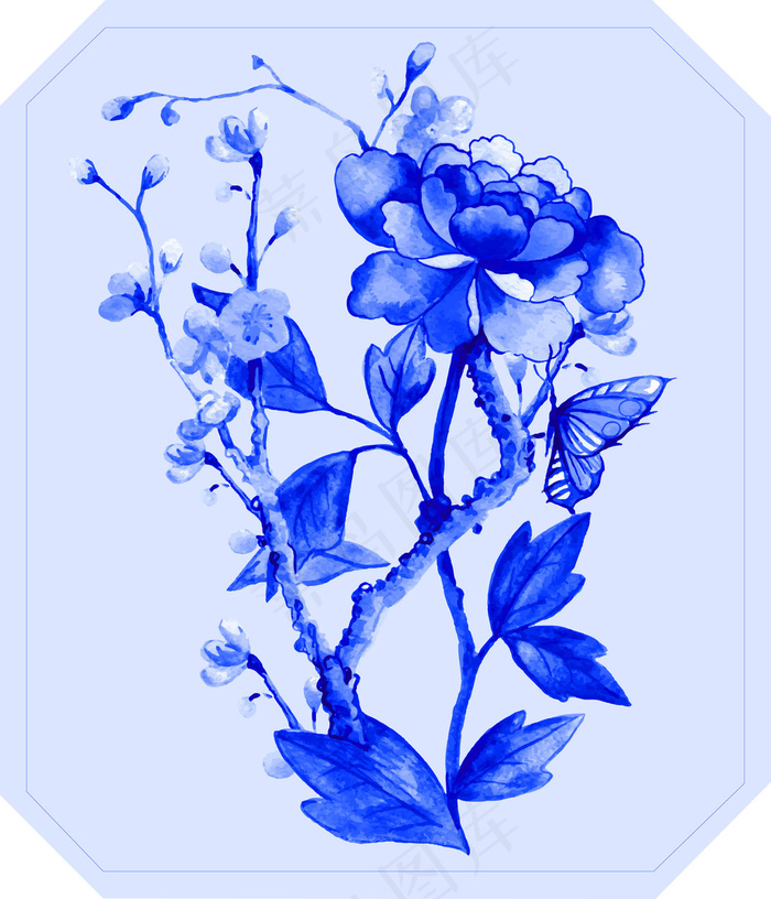 青花瓷蓝色大花