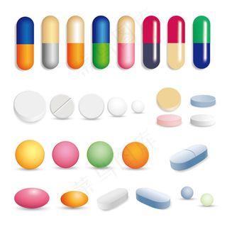 彩色胶囊与药片矢量素材