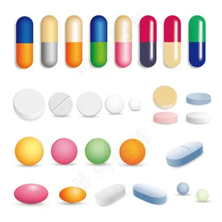 彩色胶囊与药片矢量素材