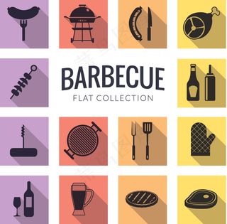 快餐烧烤扁平矢量素材