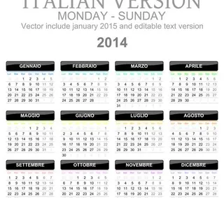 意大利版2014年历矢量集04