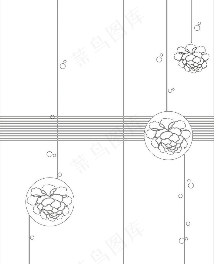 移门 牡丹花cdr矢量模版下载