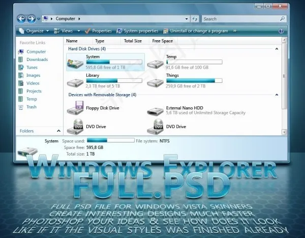 vista界面PSD分层psd模版下载
