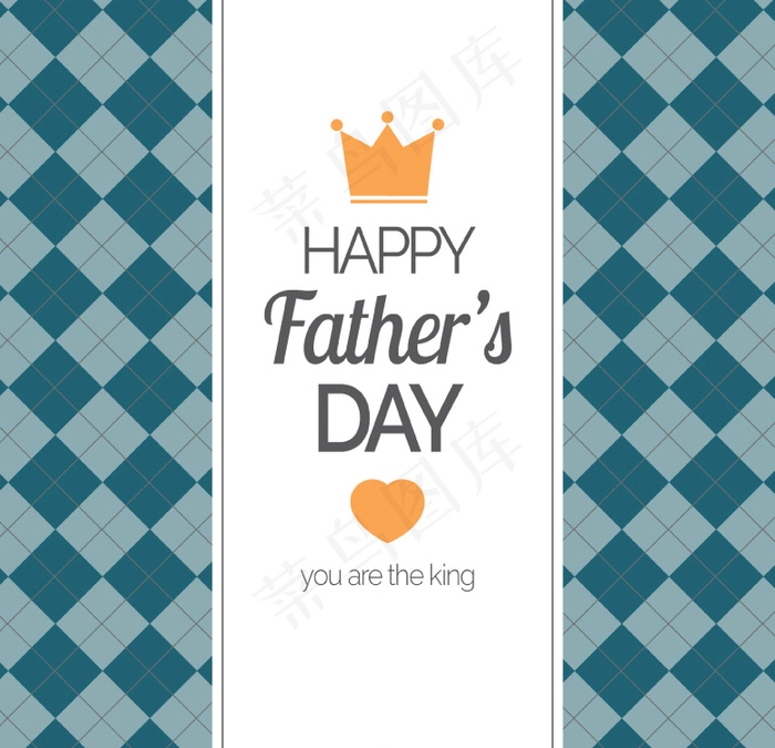 父亲节菱形格贺卡矢量图