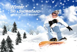 滑雪运动人物psd素材