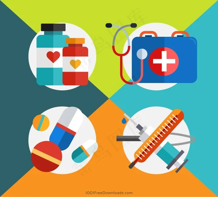 卡通医疗周边矢量图eps,ai矢量模版下载