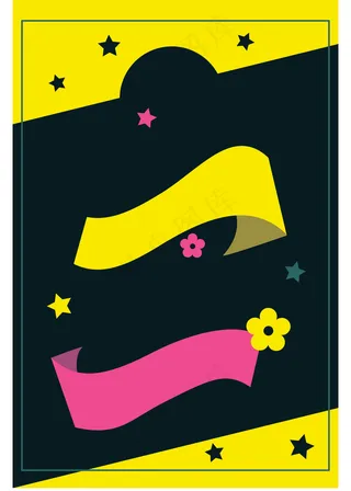 卡通偏平化时尚海报展板背景图