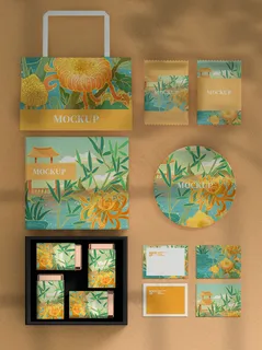 土棕色中式花窗背景中国风国潮文创样机