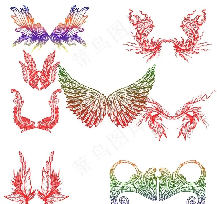 翅膀图片psd模版下载