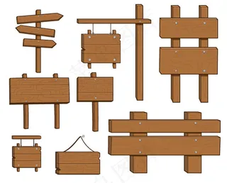 木板指示牌告示牌矢量素材