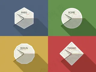 扁平化长阴影时钟PSD