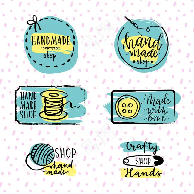 手绘缝纫裁剪元素贴纸图标eps,ai矢量模版下载