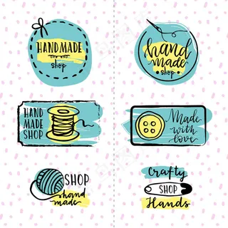 手绘缝纫裁剪元素贴纸图标