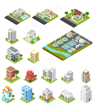 手绘卡通建筑别墅