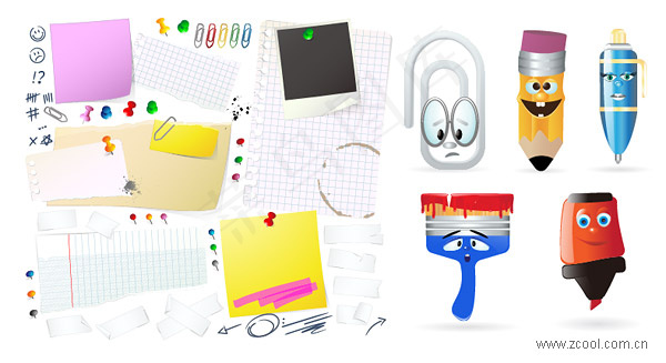 卡通文具系列矢量素材