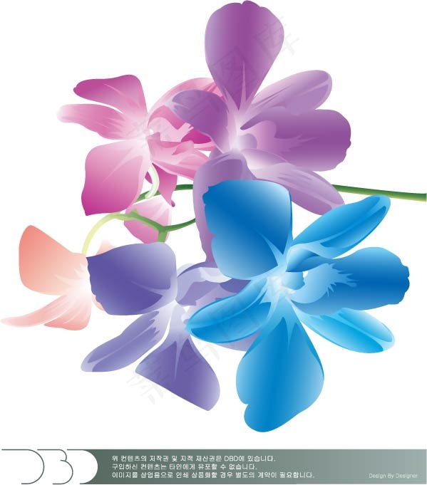 五彩色花ai矢量模版下载