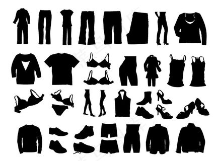 衣物鞋子剪影矢量素材 衣物鞋子剪影矢量素材