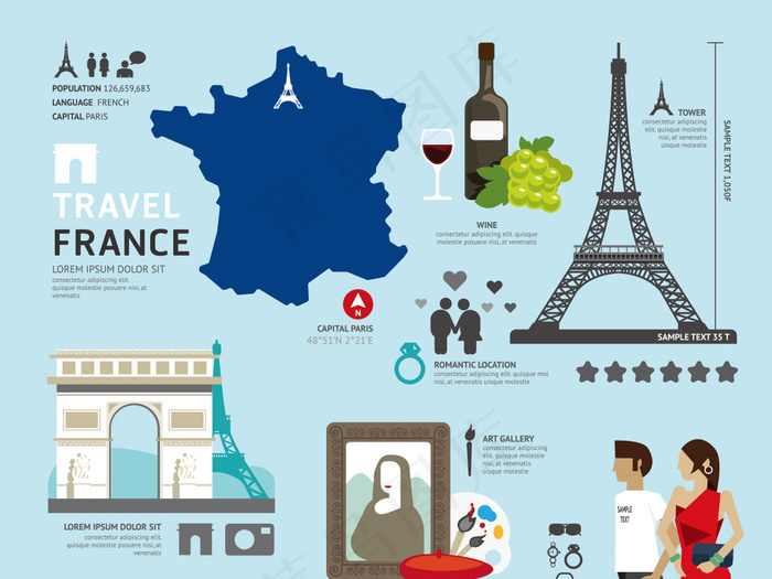 欧洲北欧旅游地标图标设计矢量素材