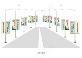 大连金石滩度假公园灯杆旗效果图