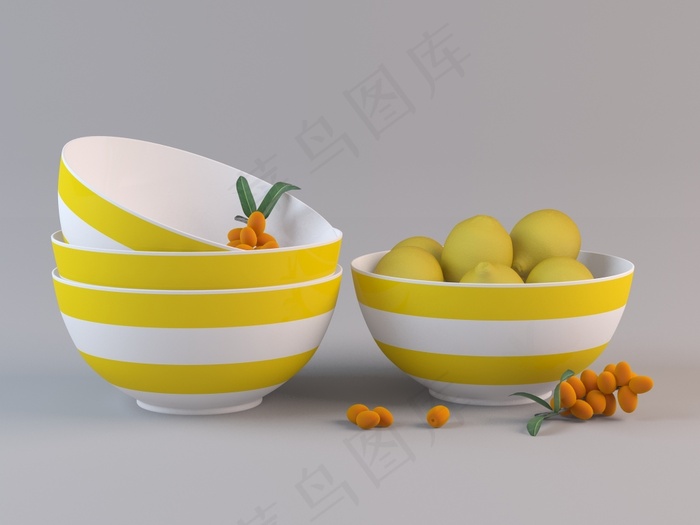 黄白条纹水果盆