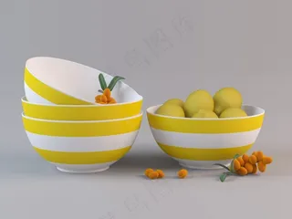 黄白条纹水果盆