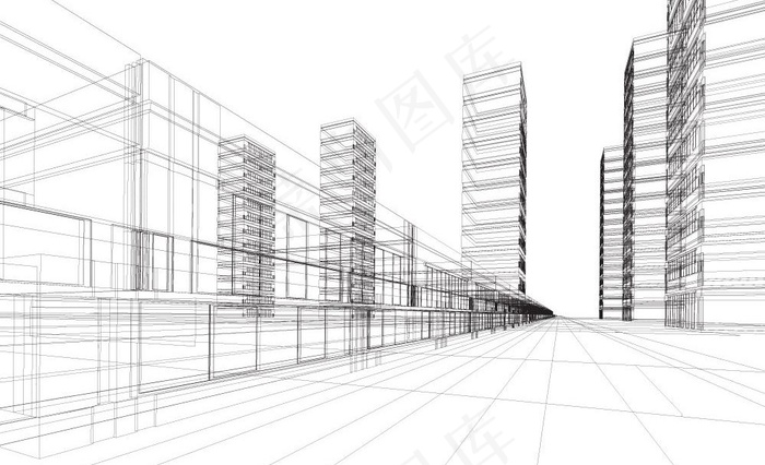 城市建筑线条图图片eps,ai矢量模版下载