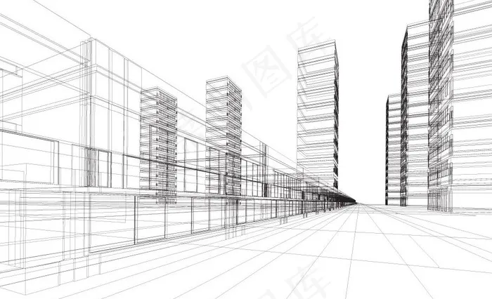 城市建筑线条图图片eps,ai矢量模版下载
