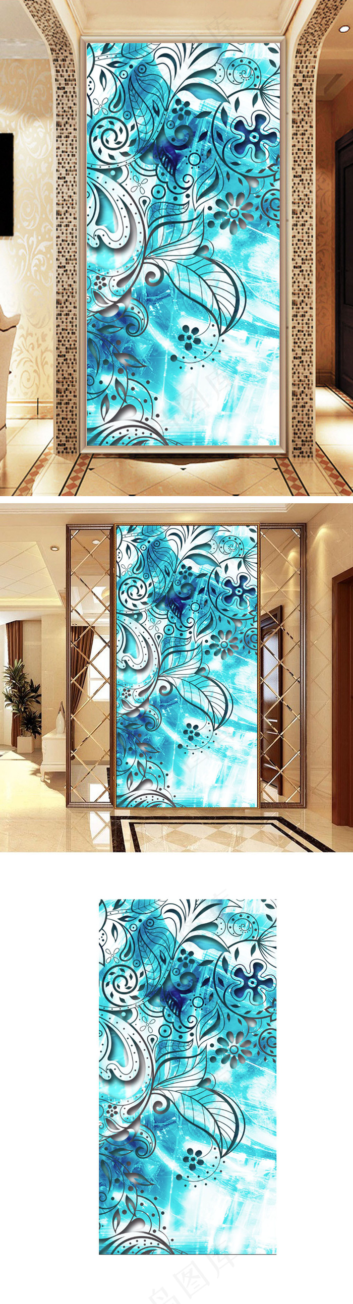 现代简约抽象花朵玄关