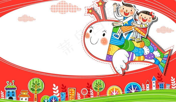 会飞的鱼和小孩图片eps,ai矢量模版下载