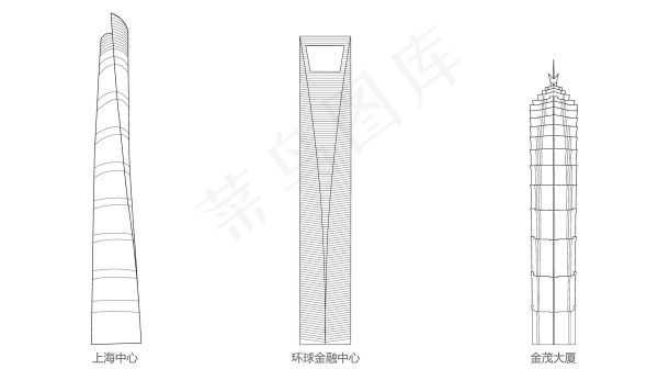 上海三大高楼矢量稿eps,ai矢量模版下载