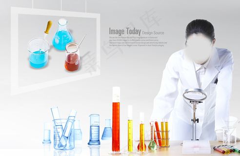 化学实验器具与医生人物PSD分层素...